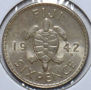Fiji 1942 6 Pence Turtle animal 490154 combine shipping