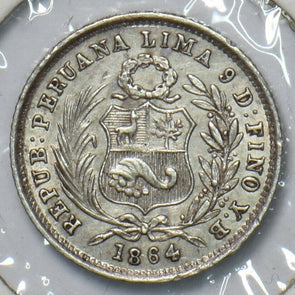 Peru 1864 1/2 Dinero 295727 combine shipping