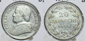 Vatican 1865 20 Baiocchi Italy States 299123 combine shipping