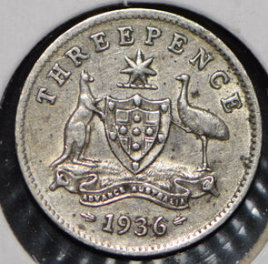 Australia 1936 3 Pence Kangaroo animal Emu  191352 combine shipping