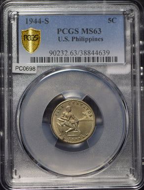 Philippines 1944 5 Centavos Eagle animal PCGS MS63 PC0698 combine shipping