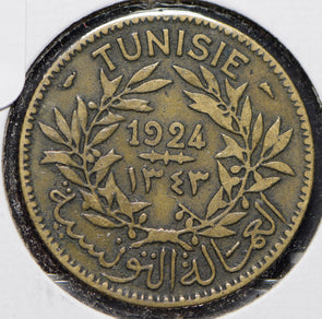 Tunisia 1924 AH 1343  2 Francs  191301 combine shipping