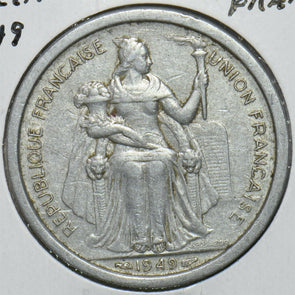 French Polynesia 1949 2 Francs Oceania 152773 combine shipping