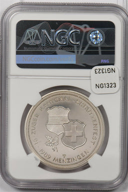 Switzerland 1989 50 Francs silver NGC PF 69UC Swiss Shooting Festival Zug-Menzin