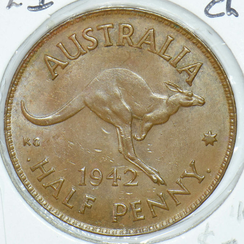 Australia 1942 1/2 Penny Kangaroo animal 291851 combine shipping