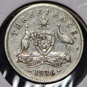 Australia 1936 3 Pence Kangaroo animal Emu  191334 combine shipping