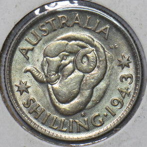 Australia 1943 S Shilling Merino ram animal 193653 combine shipping