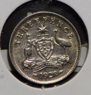 Australia 1928 3 Pence Kangaroo animal Emu  292023 combine shipping