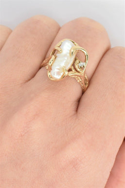 14k Gold Pearl Ring RG0055