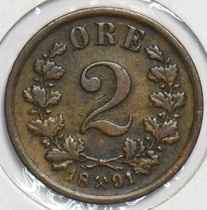 Norway 1891 2 Ore 197598 combine shipping