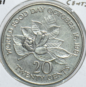 Jamaica 1981 20 Cents 904654 combine shipping