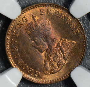 British India 1935 C 1/12 Anna NGC MS66RB rare in this g NG0381 combine shipping