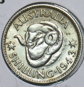 Australia 1943 S Shilling Ram 198846 combine shipping