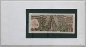 Guatemala 1982 50 Cents Bank notes of all nations. 6 Cents stamp RC0501 combine