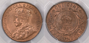 Canada 1936 Cent PCGS MS 65 RED BROWN Newfoundland PC1401 combine shipping