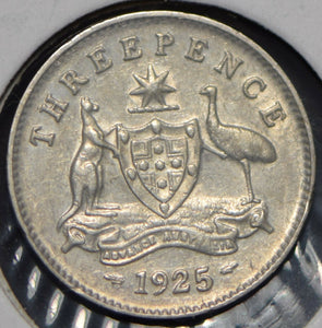Australia 1925 3 Pence Kangaroo animal Emu  191449 combine shipping