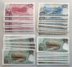 Argentina 1976 50 Pesos (1976) - 28 pcs, 100 Pesos (1976) - 8 pcs, 5000 Pesos (1
