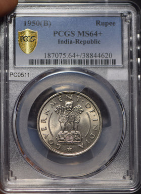 India Republic 1950 Rupee Lion animal PCGS MS64+ PC0511 combine shipping