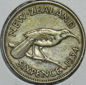 New Zealand 1934 6 Pence Huia Bird animal 196476 combine shipping