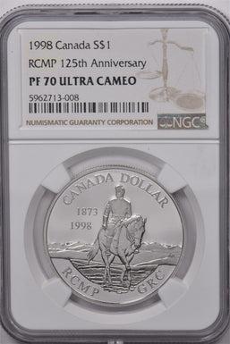Canada 1998 Dollar Silver NGC Proof 70 UC RCMP 125th Anniversary NG1668 combine