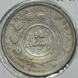 Costa Rica 1923 50 Centimos counterstamped on 1889 25 Centavos 296749 combine sh