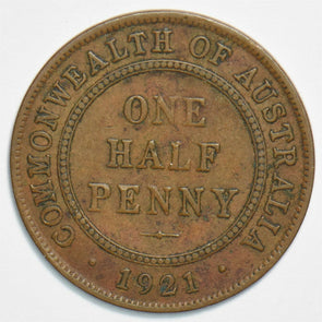 Australia 1921 1/2 Half Penny naked man 0 904411 combine shipping