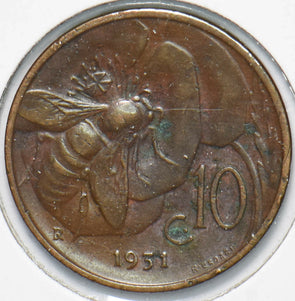 Italy 1931 Vittorio Emanvele III 10 Centesimi Honey Bee animal 192228 combine s