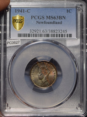 Canada 1941 New Foundland Cent PCGS MS63BN stunning golden toning PC0627 combine