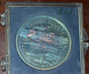 U0013 Colorado Custer County medal toned Centennial Community 1976 blue toning