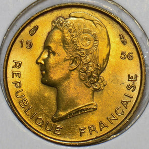French Colonies 1956 5 Francs Gazelle animal Occidentale 297869 combine shipping
