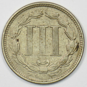 1865 Three Cents 3c Nickel XF-AU+ U0376