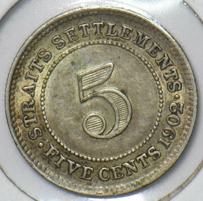 Straits Settlements 1902 5 Cents 296035 combine shipping