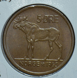 Norway 1963 5 Ore Moose animal 150496 combine shipping