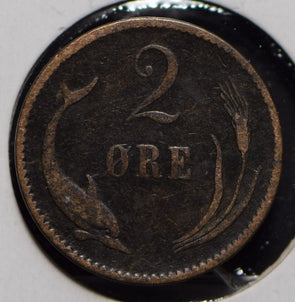 Denmark 1902 2 Ore Dolphin animal  901485 combine shipping