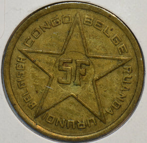 Belgium Congo 1952 5 Francs 195910 combine shipping