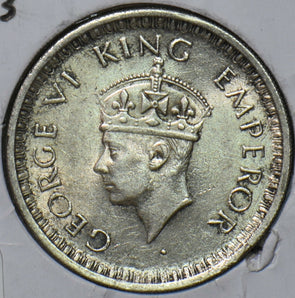 British India 1943 1/2 Rupee 295454 combine shipping