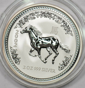 Australia 2002 2 Dollar silver Horse animal Gem Proof 2oz silver. Year of the ho