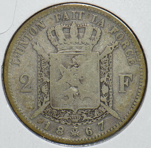 Belgium 1867 2 Francs 195363 combine shipping