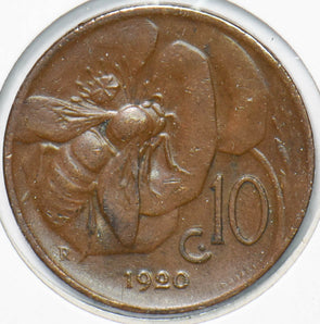 Italy 1920 10 Centesimi Honey Bee animal Vittorio Emanvele III 292980 combine sh