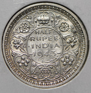 British India 1943 1/2 Rupee  150138 combine shipping