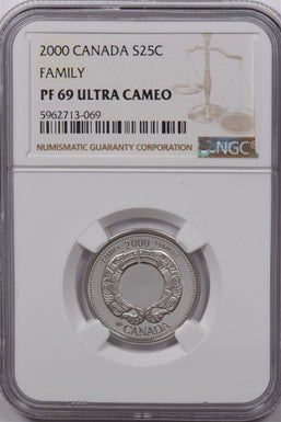 Canada 2000 25 Cents Silver NGC Proof 69 Ultra Cameo Family NG1611 combine shipp