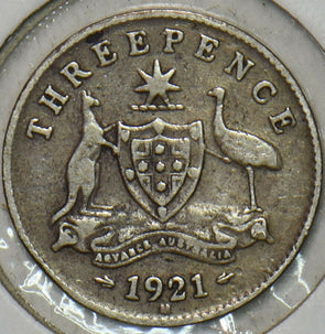 Australia 1921 3 Pence Kangaroo animal Emu 903587 combine shipping