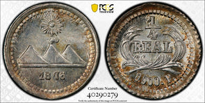Guatemala 1876 P 1/4 Real PCGS MS66 KM-146 PC1061 combine shipping