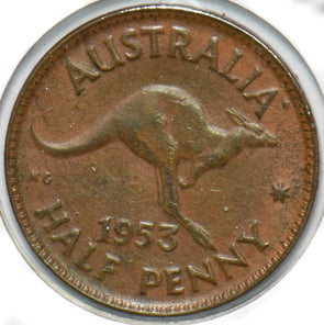 Australia 1953 1/2 Penny Kangaroo animal Elizabeth II 902207 combine shipping