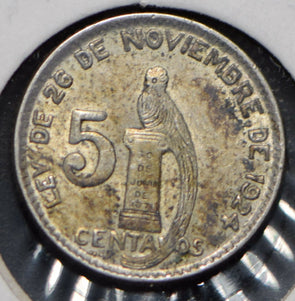 Guatemala 1945 5 Centavos Bird on pillar animal  150027 combine shipping