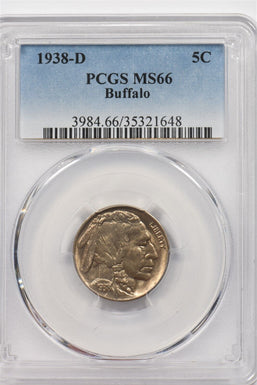 1938-D Buffalo Nickel 5 Cents PCGS MS66 PI0229