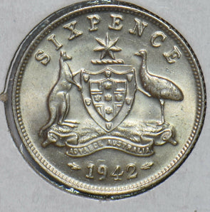 Australia 1942 6 Pence Kangaroo animal Ostrich Georgivs VI 293071 combine shippi