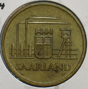 Germany 1954 Saarland 50 Franken 196081 combine shipping