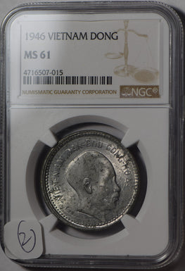 Vietnam 1946 Dong NGC MS61 lustrous rare this grade NG0875* combine shipping