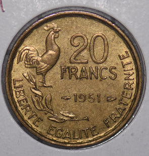 France 1951 20 Francs Rooster animal  900458 combine shipping